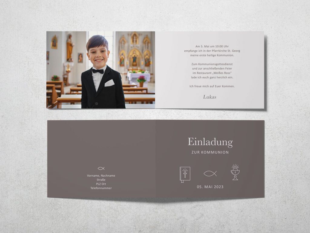 Kommunion_Symbole_beige_dunkel_A6_offen_quer