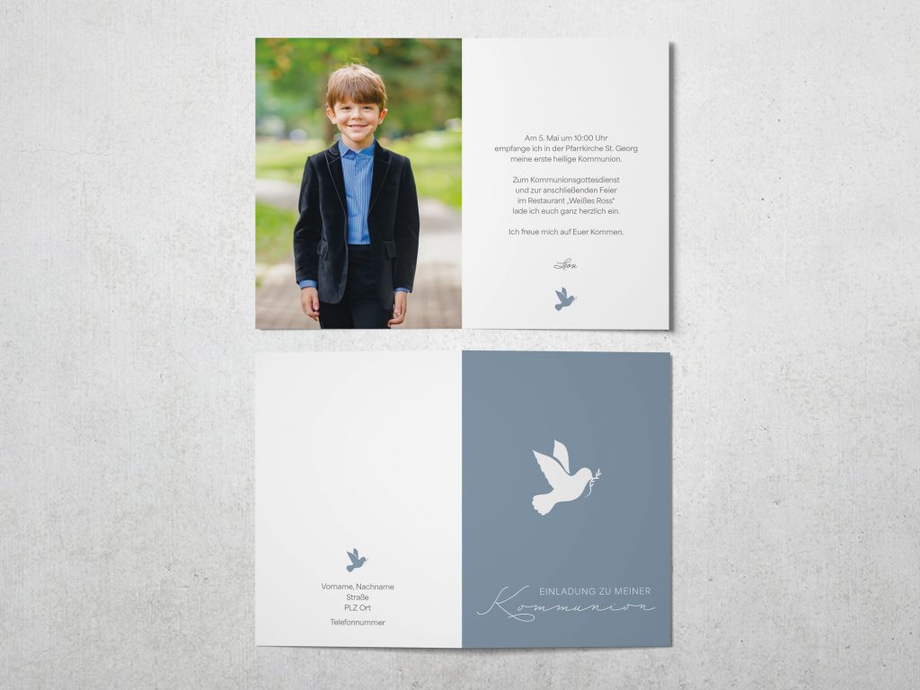 Kommunion_Taube_Blau_A6_offen